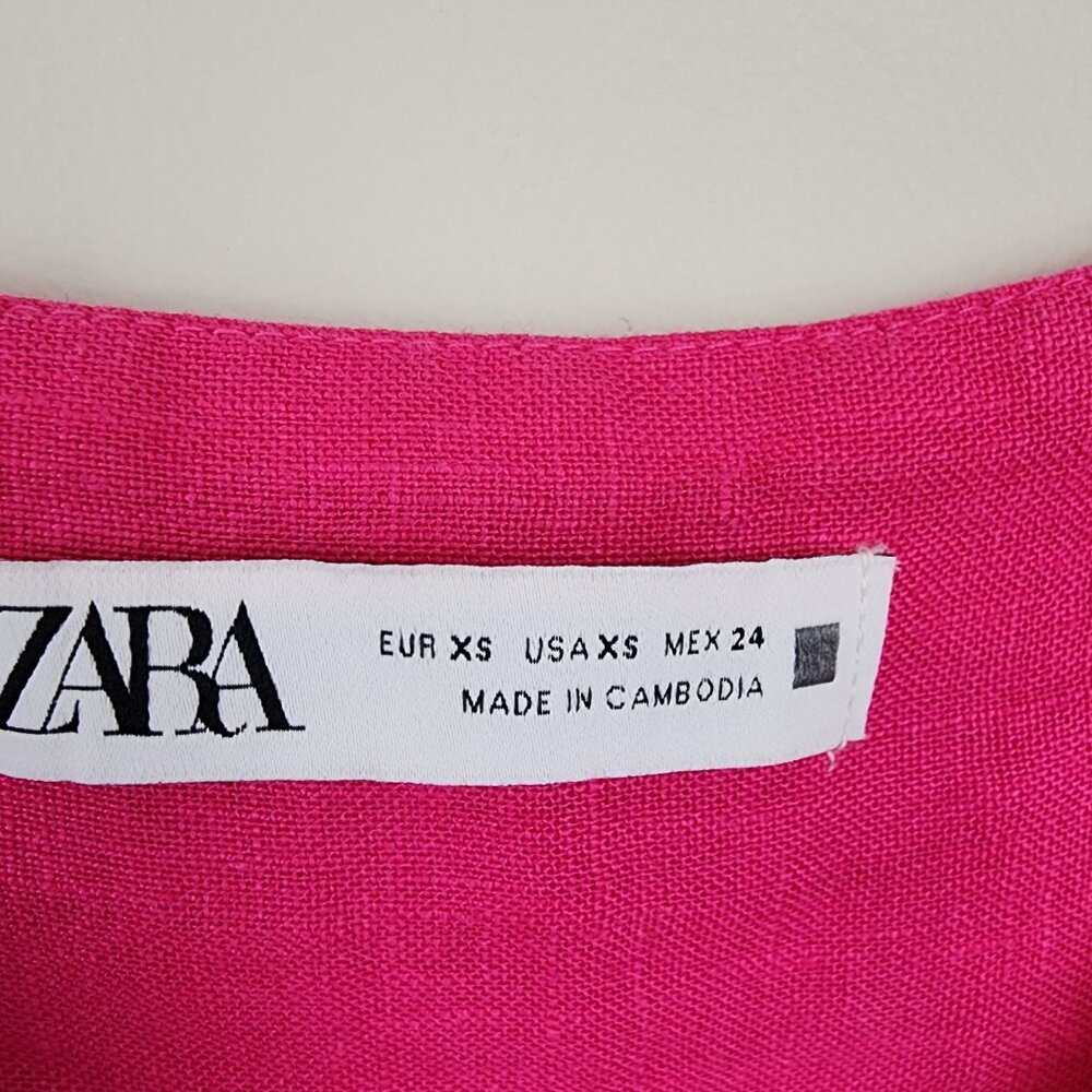 Zara pink mini dress Linen sz XS summer beach sundress - Picture 5 of 8